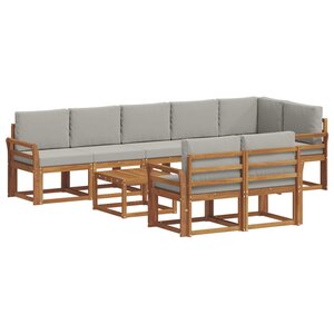 vidaXL Ensemble de canapés d'extérieur 9 pc Gris Naturel et Clair