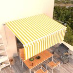 vidaXL Auvent manuel rétractable avec store 4 5x3 m Jaune et blanc