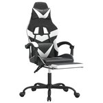 vidaXL Chaise de jeu avec repose-pied Noir et blanc Similicuir