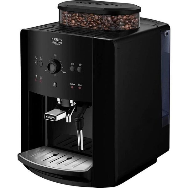 Krups arabica ea811010 - machine expresso avec broyeur - 1450w - réservoir d'eau 1 7l - café en grains - 15 bars - noire