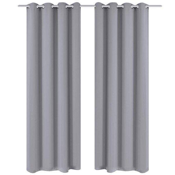 vidaXL Rideau occultant 2 Pièces avec œillets métalliques 135x175 cm Gris