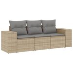 vidaXL Salon de jardin avec coussins 3 Pièces beige résine tressée