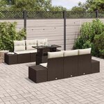 vidaXL Ensemble de canapé de jardin avec coussin 7 Pièces Marron et Crème