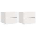 vidaXL Table de chevet 2 Pièces Blanc 39 x 34 x 33 cm Bois de pin massif