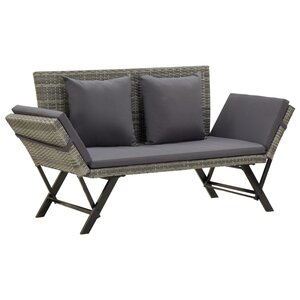 vidaXL Banc de jardin avec coussins 176 cm Gris Résine tressée