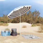 vidaXL Parasol de plage Bleu et blanc 161 x 193 cm Polyester