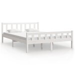 vidaXL Cadre de lit Blanc Bois massif 150x200 cm Très grand