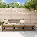 vidaXL Salon de jardin 3 Pièces avec coussins marron miel bois massif