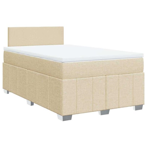vidaXL Sommier à lattes de lit avec matelas Crème 120x200 cm Tissu