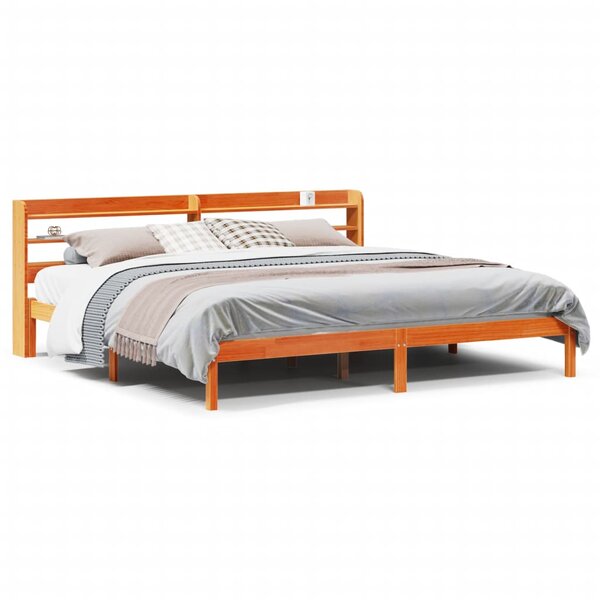 vidaXL Cadre de lit et tête de lit sans matelas cire marron 200x200 cm