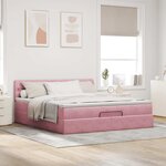vidaXL Lit ottoman avec matelas et LED Rose 180x200 cm velours