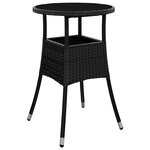 vidaXL Ensemble à manger de jardin et coussins 5 Pièces noir rotin verre