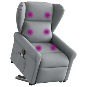 vidaXL Fauteuil inclinable de massage électrique Gris clair Tissu