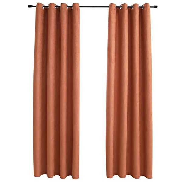 vidaXL Rideaux occultants et anneaux en métal 2 Pièces Rouille 140x225 cm