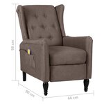 Vidaxl fauteuil de massage inclinable taupe tissu
