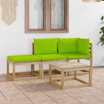 Vidaxl salon de jardin 4 pièces avec coussins vert vif