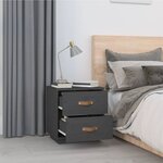  vidaXL Tables de chevet 2 Pièces Gris 40x34x45 cm Bois de pin massif