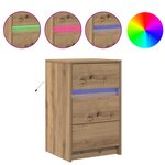 vidaXL Table de chevet avec lumières LED Chêne artisanal Bois reconstitué