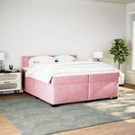 vidaXL Sommier à lattes de lit avec matelas Rose 200x200 cm Velours