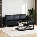 vidaXL Canapé sectionnel à 3 places Cuir synthétique Noir