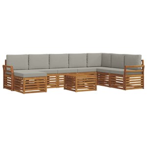 vidaXL Ensemble de canapés d'extérieur 9 Pièces Gris Naturel et Clair