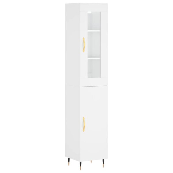 vidaXL Buffet haut Blanc 34 5x34x180 cm Bois d'ingénierie
