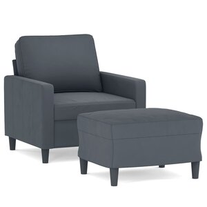 vidaXL Fauteuil avec repose-pied Gris foncé 60 cm Velours