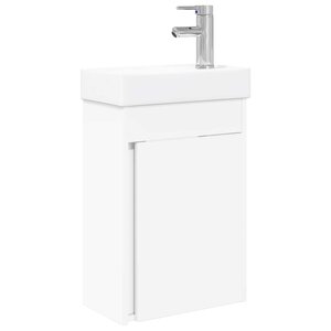 vidaXL Meuble de salle de bain avec robinet Blanc 40 5 x 22 5 x 62 cm