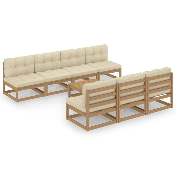 vidaXL Salon de jardin 8 Pièces avec coussins Bois de pin massif