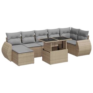 vidaXL Salon de jardin avec coussins 8 Pièces beige résine tressée