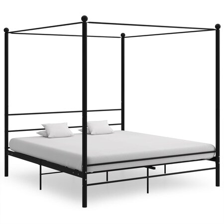 vidaXL Cadre de lit à baldaquin Noir Métal 180x200 cm
