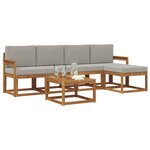 vidaXL Ensemble de canapés d'extérieur 6 Pièces Gris Naturel et Clair