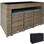 Tectake salon de jardin ibiza 6 places avec 2 sets de housses + housse de protection - marron naturel