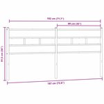 vidaXL Tête de lit chêne fumé 180 cm fer et bois d'ingénierie