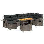 vidaXL Salon de jardin 8 Pièces avec coussins gris résine tressée