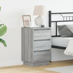vidaXL Cabinet de chevet avec LED grise Sonoma 39x34.5x65 cm en bois d'ingénierie
