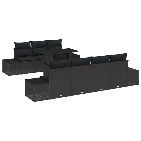 vidaXL Ensemble de canapé de jardin 8 Pièces Noir 100 x 55 x 73 cm