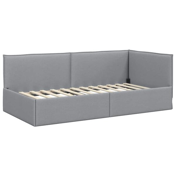 vidaXL Cadre de lit d'angle Gris clair 90 x 200 cm tissu