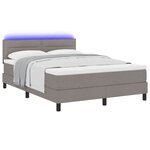 vidaXL Lit à ressorts avec matelas avec LED Taupe 140 x 200 cm tissu