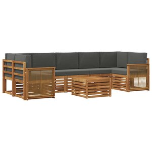 vidaXL Ensemble de canapés d'extérieur 8 Pièces Naturel et Anthracite