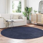 vidaXL Tapis shaggy à poils longs NAVARRA bleu marine 200x200 cm
