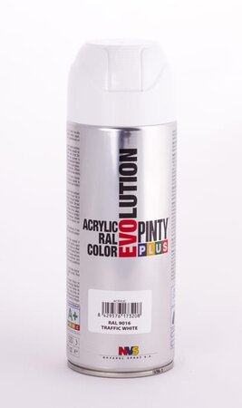 Peinture spray Acrylic Brillant 400ml Blanc Signalisation RAL 9016 - Pinty Plus