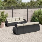 vidaXL Salon de jardin 9 Pièces avec coussins noir résine tressée
