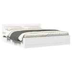 vidaXL Cadre de lit avec tête de lit blanc 200x200cm bois d'ingénierie