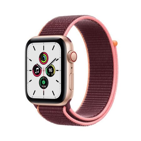 Apple Watch SE GPS + Cellular, 44mm Boîtier en Aluminium Or avec Bracelet Sport Prune