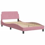 vidaXL Cadre de lit avec lumières LED rose 100x200 cm velours