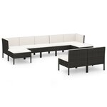 vidaXL Salon de jardin 9 Pièces avec coussins Résine tressée Noir
