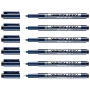 Feutre Fin de Précision 1880 Pointe Calibrée Noir (0.05) 0 2 mm x 6 EDDING