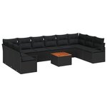 vidaXL Ensemble de Canapé de Jardin 11 Pièces Noir Grand