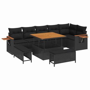 vidaXL Ensemble de canapé de jardin avec coussin 9 Pièces Noir